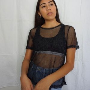 Shimmer Black Fishnet Shirt